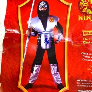 🎄 Ice Wolf Ninja Halloween costume boys 10-12 silver black